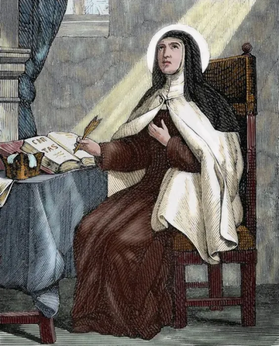 Framed Print : Teresa of Avila (1515-1582). Religious reformer of the Carmelite Order. Engraving by Capuz