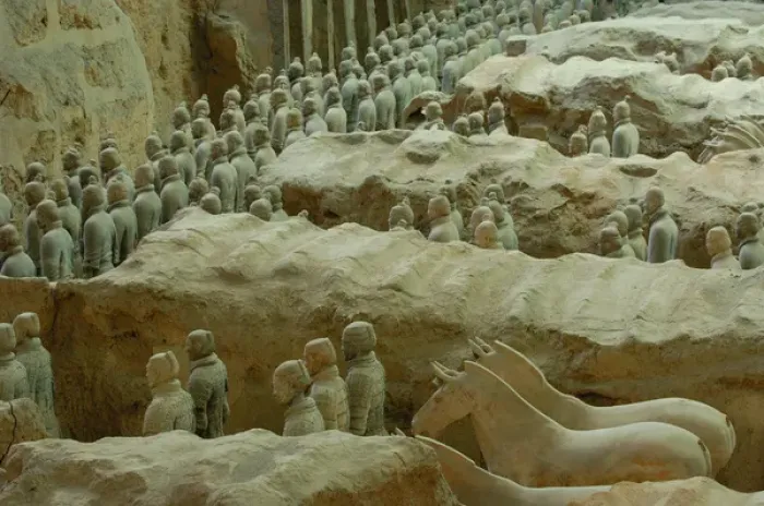 Framed Print : Terra Cotta Warriors and Horses Dig. Pit number one. Xi an, Shaanxi Province. CHINA