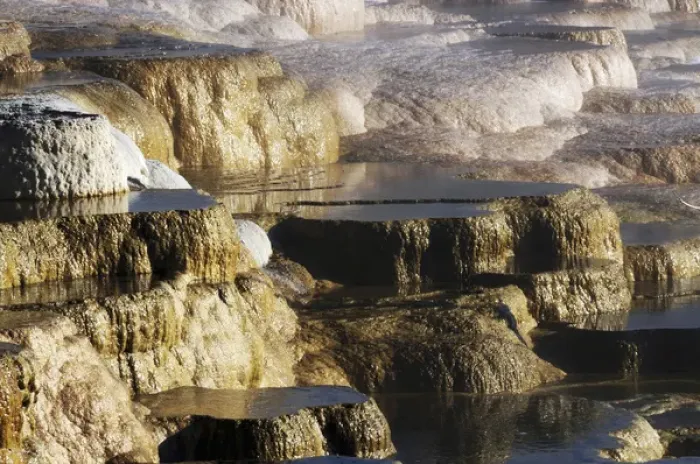 Framed Print : Terraces, Mammoth Hot Springs; Yellowstone National Park; Wyoming; USA