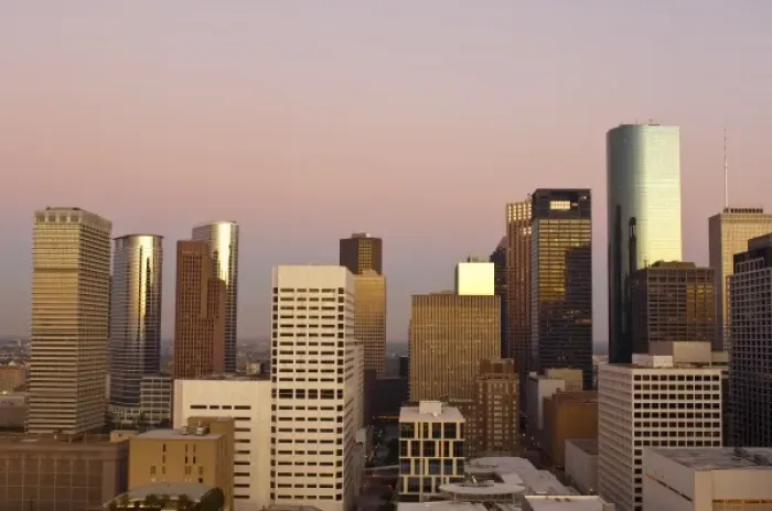 Framed Print : Texas, Houston. Downtown skyline Framed Print : Texas, Houston. Downtown skyline