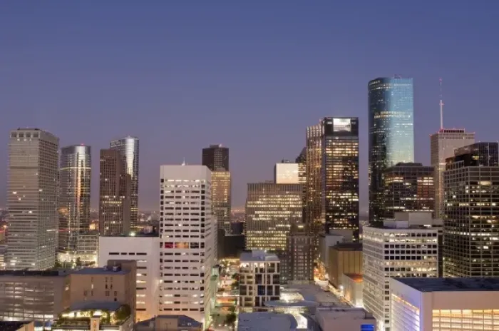 Framed Print : Texas, Houston. Downtown skyline Framed Print : Texas, Houston. Downtown skyline
