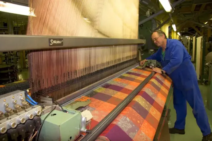 Framed Print : Textile loom in the Garnier-Thiebaut factory at Gerardmer, France