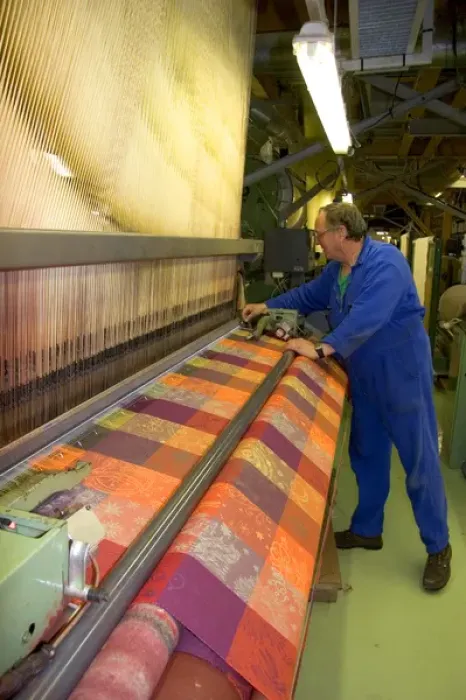 Framed Print : Textile loom in the Garnier-Thiebaut factory at Gerardmer, France Framed Print : Textile loom in the Garnier-Thiebaut factory at Gerardmer, France