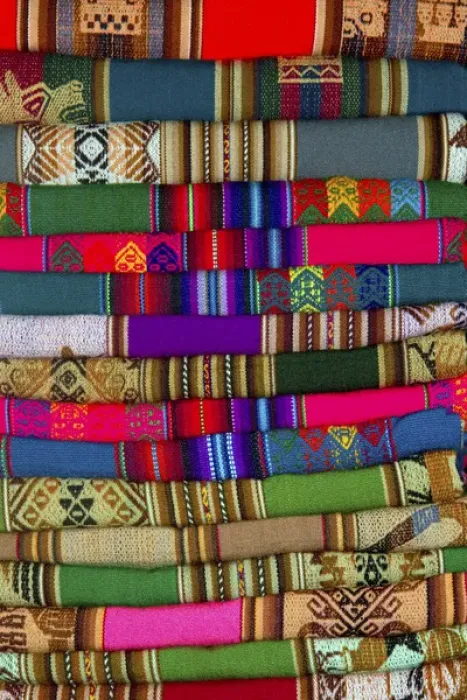 Framed Print : Textiles being sold at a market in Lima, Peru Framed Print : Textiles being sold at a market in Lima, Peru