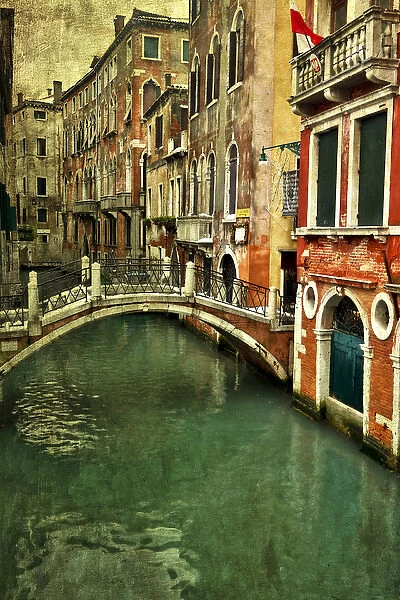 Textures on Canals of Venice along with bridges and old homes