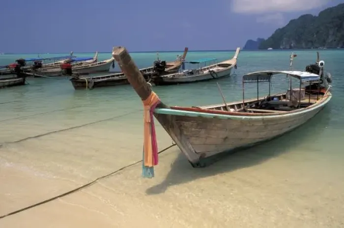 Framed Print : Thailand, Andaman Sea, Ko Phi Phi Island, Fishing boats Framed Print : Thailand, Andaman Sea, Ko Phi Phi Island, Fishing boats