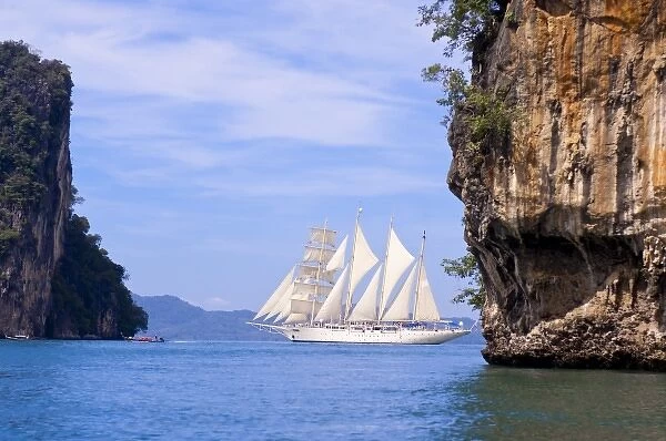 Thailand, Andaman Sea. Star Fyer clipper ship in the Ao Phang Nga Islands in hte Andaman Sea