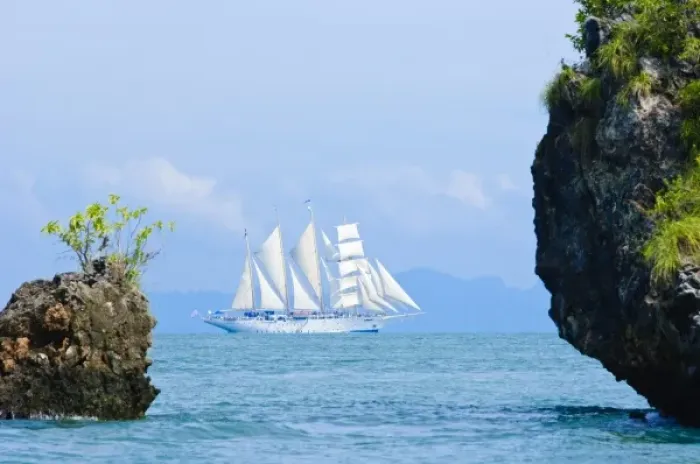 Framed Print : Thailand, Andaman Sea. Star Fyer clipper ship in the Ao Phang Nga Islands in hte Andaman Sea Framed Print : Thailand, Andaman Sea. Star Fyer clipper ship in the Ao Phang Nga Islands in hte Andaman Sea