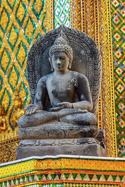 Thailand, Bangkok. Buddha statue at Wat Phra Kaew (Temple of The Emerald Buddha)