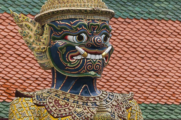 Thailand, Bangkok, Grand Palace. Detail of a large statue