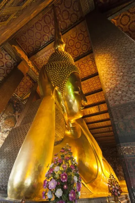 Framed Print : Thailand, Bangkok. Reclining Buddha inside Wat Pho