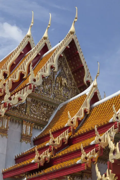 Framed Print : Thailand, Bangkok. The repeating roof design of Wat Benchamabophit Framed Print : Thailand, Bangkok. The repeating roof design of Wat Benchamabophit