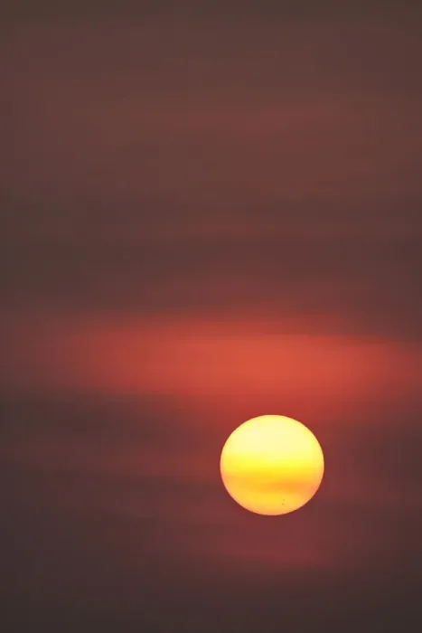Framed Print : Thailand, Bangkok. Sunset in a hazy sky