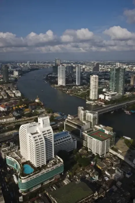 Framed Print : Thailand, Bangkok. View of the Chao Praya River from State Lebua Tower Framed Print : Thailand, Bangkok. View of the Chao Praya River from State Lebua Tower