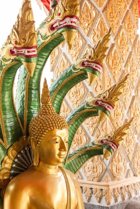 Framed Print : Thailand, Buddha statue surrounded by dragons Framed Print : Thailand, Buddha statue surrounded by dragons