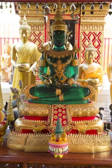 Framed Print : Thailand, Chiang Mai Province, Wat Phra That Doi Suthep. Green Buddha statue Framed Print : Thailand, Chiang Mai Province, Wat Phra That Doi Suthep. Green Buddha statue