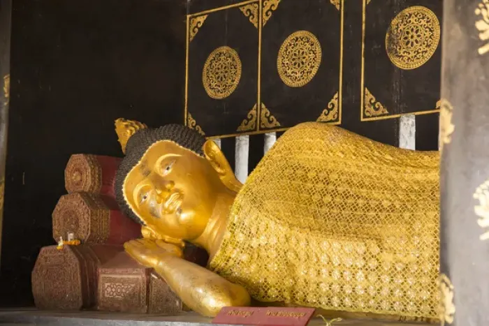 Framed Print : Thailand, Chiang Mai, Wat Chedi Luang. Reclining Buddha statue Framed Print : Thailand, Chiang Mai, Wat Chedi Luang. Reclining Buddha statue