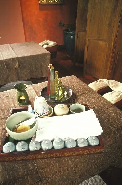 Thailand, Chiangmai. Therapy oils and scents, Lanna Spa, Regent Resort