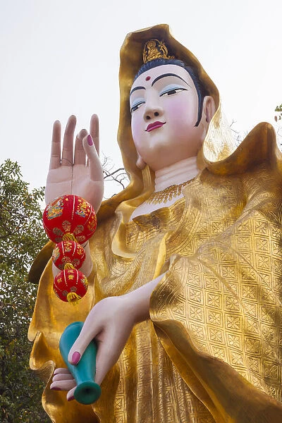 Thailand, Chonburi Province, Khao Sam Muk Shrine. Statue of Sam Muk