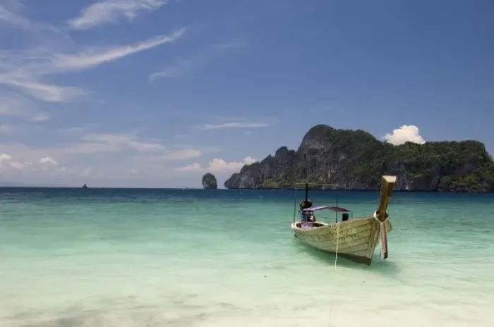Framed Print : Thailand, Phi Phi Don Island, Yong Kasem beach, known as Monkey Beach