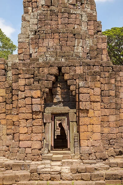 Thailand. Phimai Historical Park. Ruins of ancient Khmer temple complex. Buddha statue