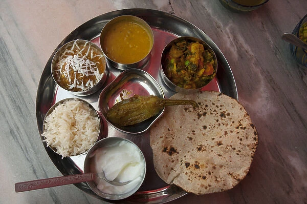 Thali for lunch, Fatehpur Sikri, Uttar Pradesh, India