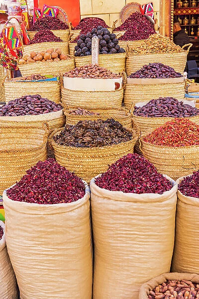 Thebes, Luxor, Egypt. Dried herbs for sale at a market