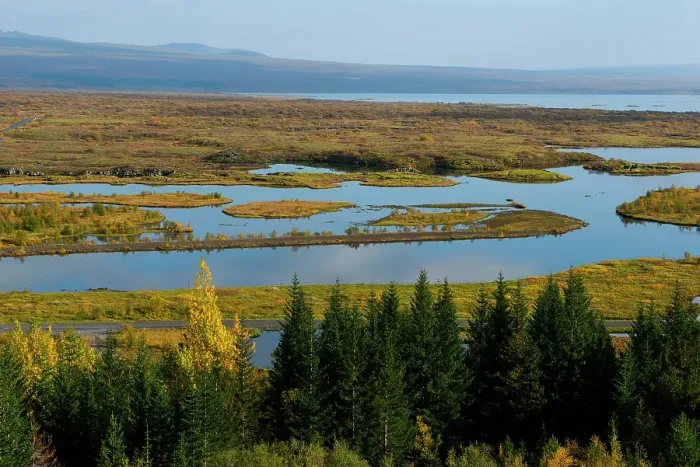 Framed Print : Thingvellir National Park, Iceland. Overlooking the meandering rivers in Thingvellir National Park