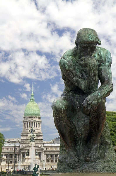The Thinker sculpture in front of the Argentine National Congress building in Buenos Aires