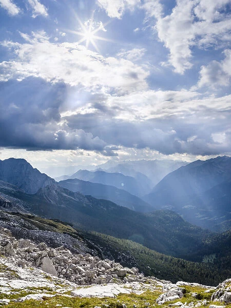 Thunderstorm clouds over Val Rendena. The Brenta Dolomites, UNESCO World Heritage Site