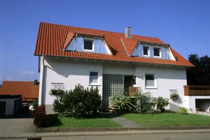 Framed Print : Tile roofed house in Groul, Southern Germany