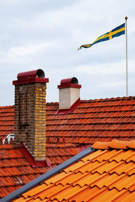 Framed Print : Tiled roofs of homes at Backviken on the island of Ven Sweden Framed Print : Tiled roofs of homes at Backviken on the island of Ven Sweden