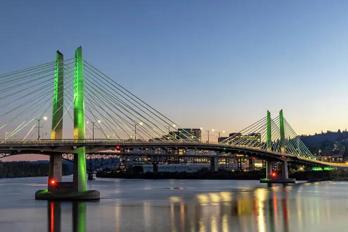 Framed Print : Tilikum Crossing Bridge from the eastside of the Willamette River in Portland, Oregon, USA Framed Print : Tilikum Crossing Bridge from the eastside of the Willamette River in Portland, Oregon, USA