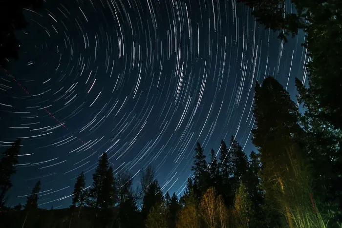 Framed Print : Time lapse photograph showing star trails above the forest near Lake Tahoe, CA Framed Print : Time lapse photograph showing star trails above the forest near Lake Tahoe, CA