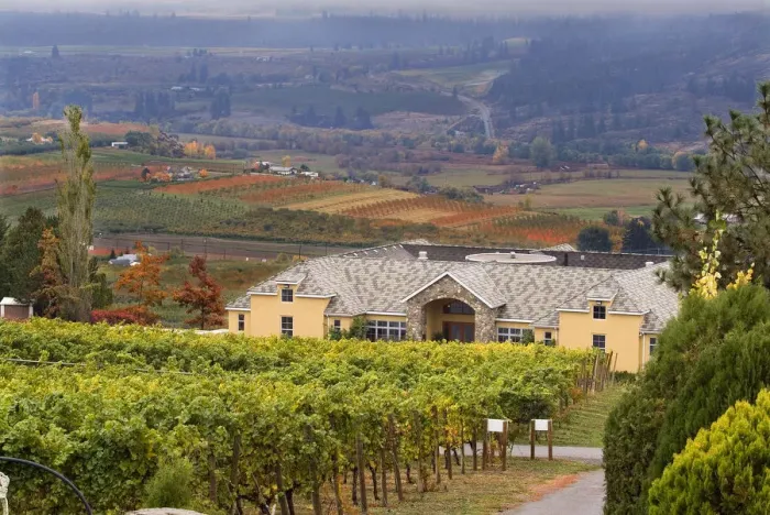 Framed Print : Tinhorn Creek Estate Winery on the foothills near the town of Oliver in the Okanagan