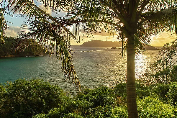 Tobago. Sunrise on island and ocean