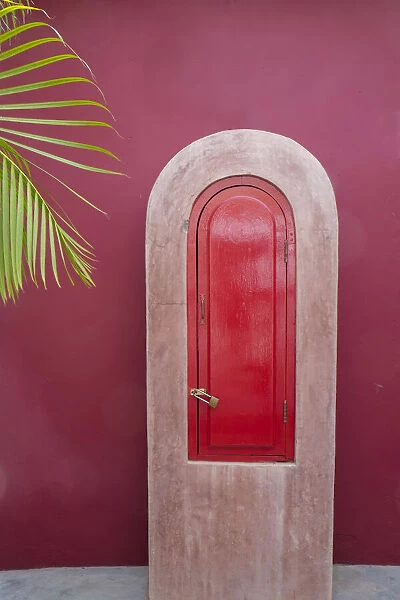 Todos Santos, Mexico. Red door in a red wall