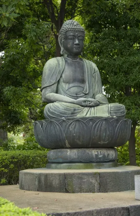 Framed Print : Tokyo Japan quiet area with Buddha statue at Sensoji Temple at Tokyos oldest