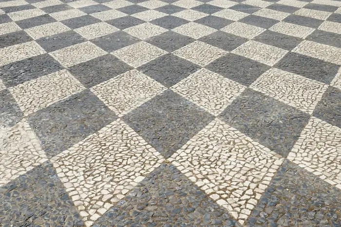 Framed Print : Tomar, Portugal. Typical patterned cobblestone walkways Framed Print : Tomar, Portugal. Typical patterned cobblestone walkways