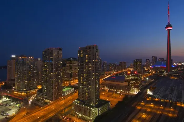 Framed Print : Toronto City at dusk with CN Tower