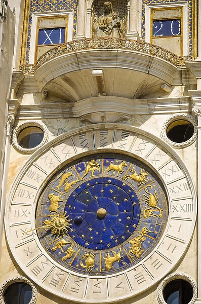 The Torre dell Orologio (Clock tower) in the Piazza San Marco, Venice, Veneto, Italy