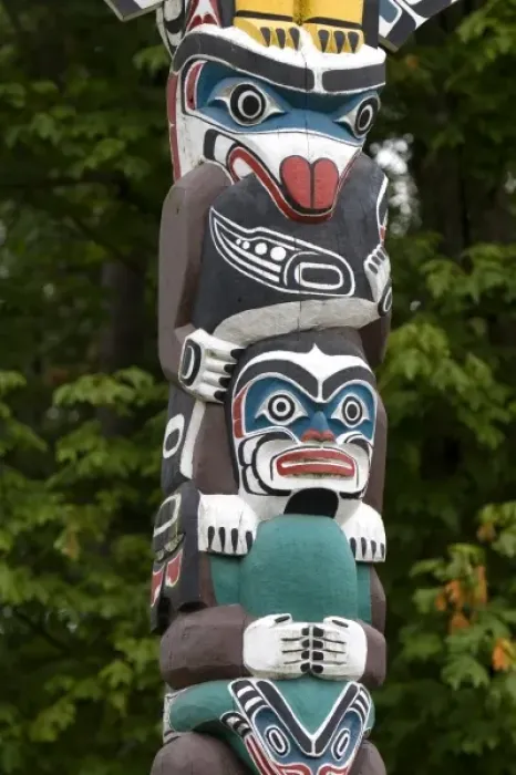 Framed Print : Totem pole located in Stanley Park at Vancouver, British Columbia, Canada