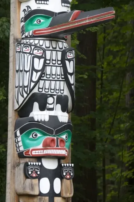 Framed Print : Totem pole located in Stanley Park at Vancouver, British Columbia, Canada