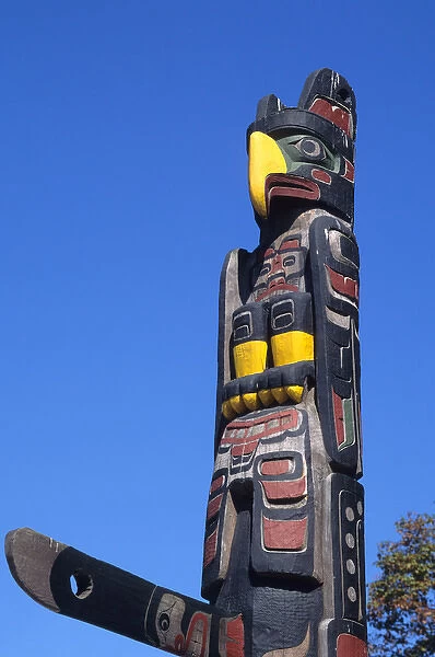 A totem pole In Vancouver, Canada. totem pole, eagle, wood, carving, northwest indians