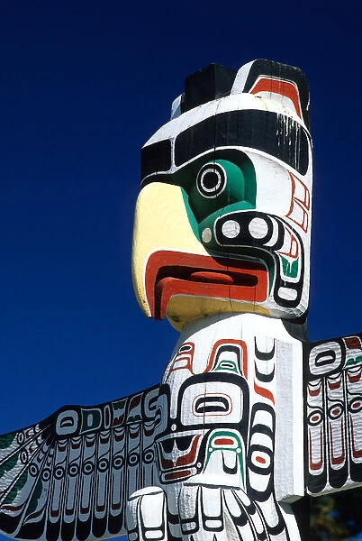 A totem pole In Vancouver, Canada. totem pole, eagle, wood, carving, northwest indians