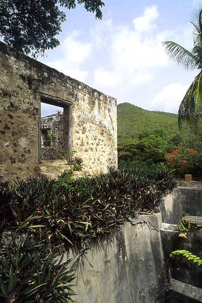 Tourists at Anna Berg Sugar Mills at St Johns Virgin Islands Caribbean
