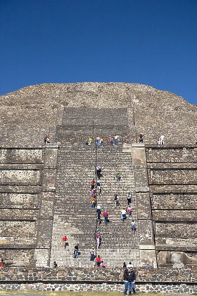 Tourists visit the Pyramid of the Moon at Teotihuacan in the State of Mexico, Mexico