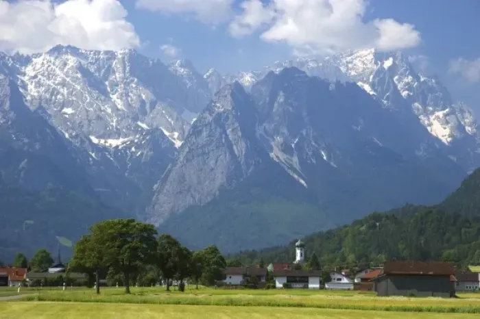Framed Print : The town of Farchant and the Austrian Alps in Southern Germany Framed Print : The town of Farchant and the Austrian Alps in Southern Germany