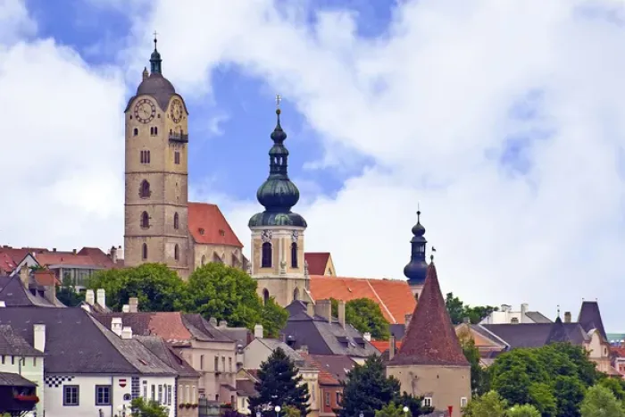 Framed Print : The town of Krems along the Danube River, Wachau, Austria