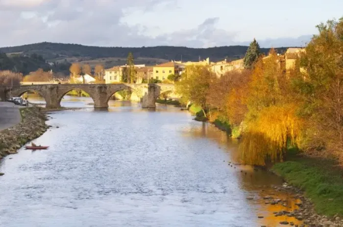 Framed Print : Town of Limoux. Limoux. Languedoc. Aude river. France. Europe